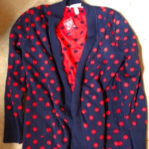 Isaac Mizrahi Polka Dot Open Cardigan Small